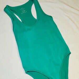 Zenana Premium Cotton Blend Racerback Tank Bodysuit/Green/Soft Stretch
